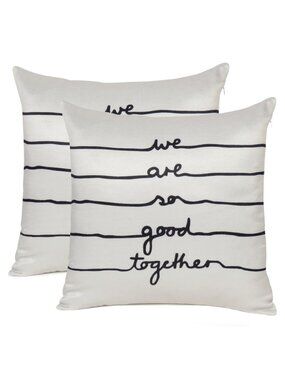 Oussum Quote print Cushion Cover Cotton Decorative Sofa Pillow Case Set of 2